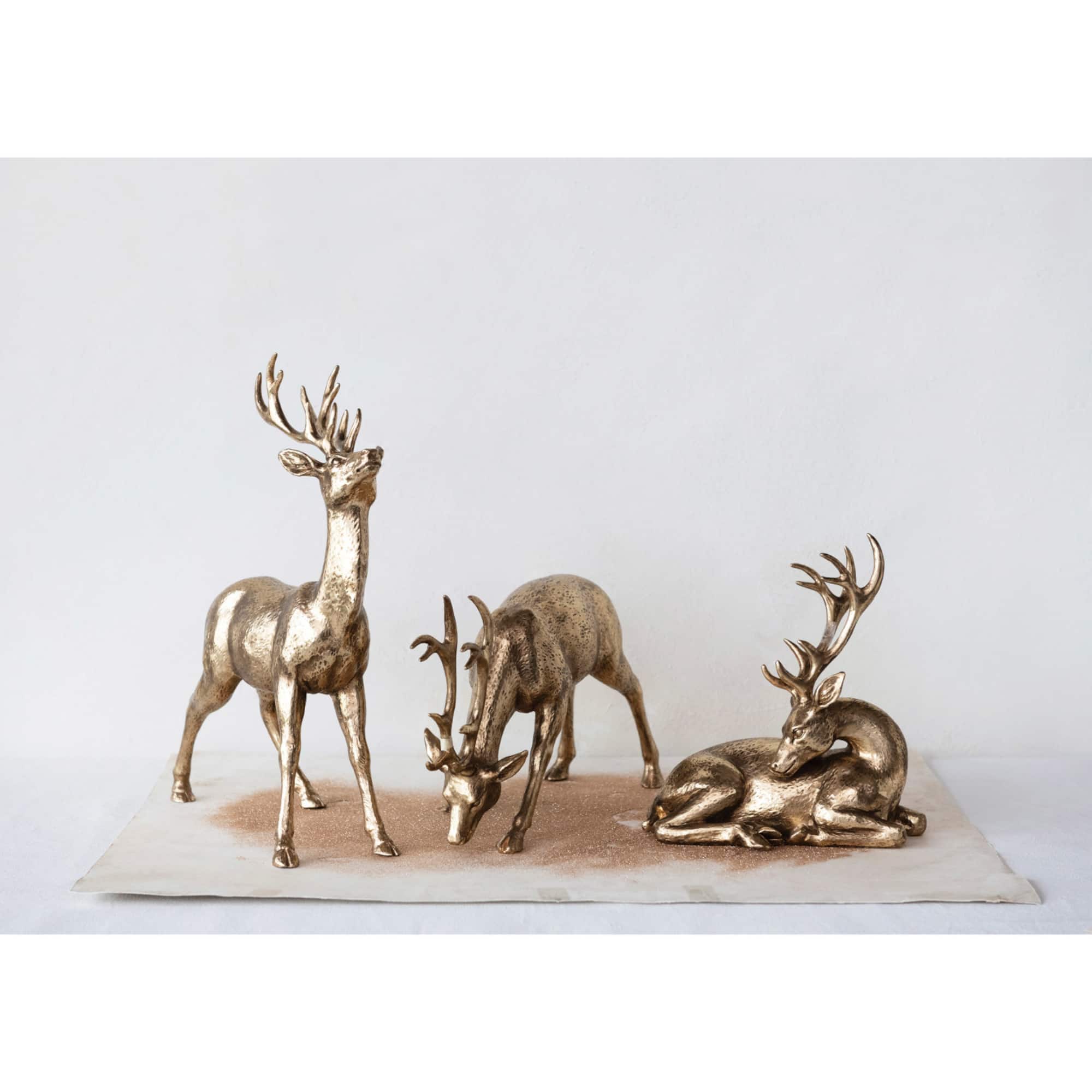 Hello Honey® 13" Decorative Gold Bowing Deer Figurine